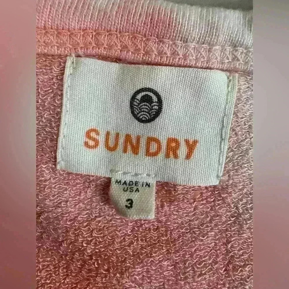 Sundry Sweatshirt Pink Tie Dye LS Pullover Jersey Top Size 3 Large Made in USA - Picture 6 of 8